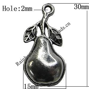 Pendant/Charm Zinc Alloy Jewelry Findings Lead-free, Fruit 15x30mm Hole:2mm, Sold by Bag