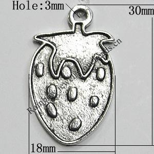 Pendant/Charm Zinc Alloy Jewelry Findings Lead-free, Fruit 18x30mm Hole:3mm, Sold by Bag