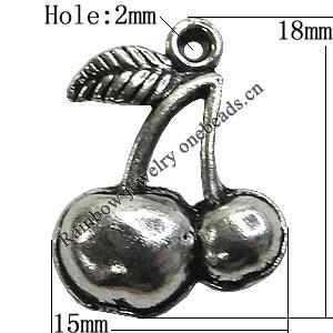 Pendant/Charm Zinc Alloy Jewelry Findings Lead-free, Fruit 15x18mm Hole:2mm, Sold by Bag