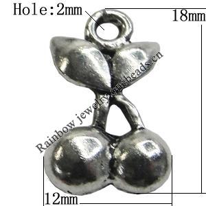 Pendant/Charm Zinc Alloy Jewelry Findings Lead-free, Fruit 12x18mm Hole:2mm, Sold by Bag