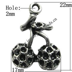 Pendant/Charm Setting Zinc Alloy Jewelry Findings Lead-free, Fruit 17x22mm Hole:2mm, Sold by Bag