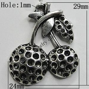 Pendant/Charm Setting Zinc Alloy Jewelry Findings Lead-free, Fruit 24x29mm Hole:1mm, Sold by Bag