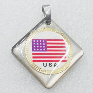 Stainless Steel Pendant, Diamond 22x32mm, Sold by PC