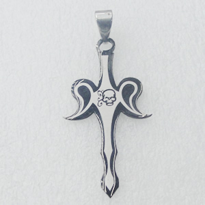 Stainless Steel Pendant, Cross 25x49mm, Sold by PC