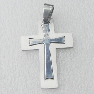 Stainless Steel Pendant, Cross 24x34mm, Sold by PC