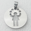 Stainless Steel Pendant, Flat Round 28mm, Sold by PC