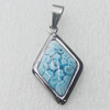 Stainless Steel Pendant, Diamond 20x32mm, Sold by PC