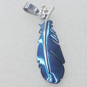 Stainless Steel Pendant, Feather 15x50mm, Sold by PC