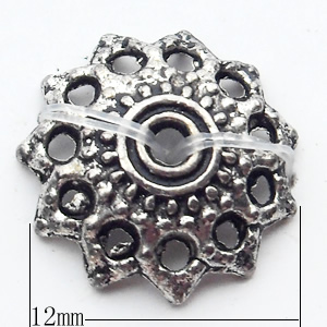 Bead Caps Zinc Alloy Jewelry Findings Lead-free, 12mm, Hole:1.5mm, Sold by Bag
