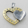 Stainless Steel Pendant, Heart 35x38mm, Sold by PC