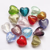 Silver Foil Lampwork Beads, Mixed color, Heart, 12x12x8mm, Hole:About 2mm, Sold by Group