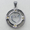 Stainless Steel Pendant, Flat Round 29x33mm, Sold by PC