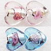 Silver Foil Lampwork Beads, Heart, 15x16x10mm, Hole:Approx 2mm, Sold by PC