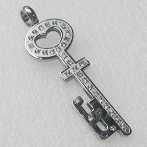 Stainless Steel Pendant, Key 16x49mm, Sold by PC