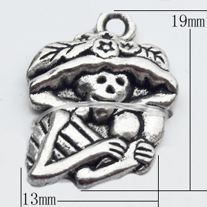 Pendant, Zinc Alloy Jewelry Findings, 13x19mm, Sold by Bag  