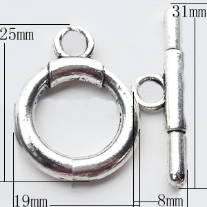 Clasps Zinc Alloy Jewelry Findings Lead-free, Loop:19x25mm Bar:8x31mm, Sold by KG 