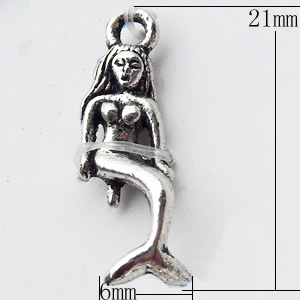 Pendant, Zinc Alloy Jewelry Findings, 6x21mm, Sold by Bag  