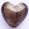 Silver Foil Lampwork Beads, Heart, 25x28x21mm, Hole:Approx 2mm, Sold by PC