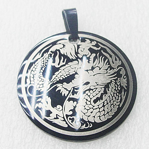 Stainless Steel Pendant, Flat Round 30x35mm, Sold by PC