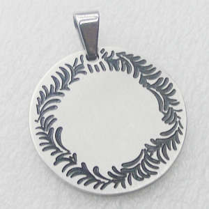 Stainless Steel Pendant, Flat Round 30mm, Sold by PC