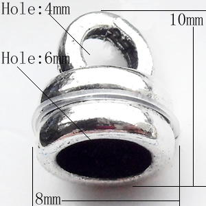 Zinc Alloy Cord End Caps Lead-free, 8x10mm, Hole:4mm, Sold by Bag  