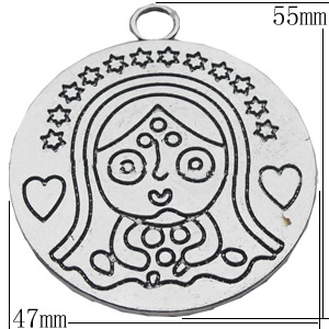 Pendant, Zinc Alloy Jewelry Findings, 47x55mm, Sold by Bag  