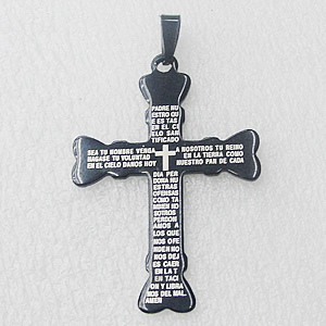 Stainless Steel Pendant, Cross 36x52mm, Sold by PC