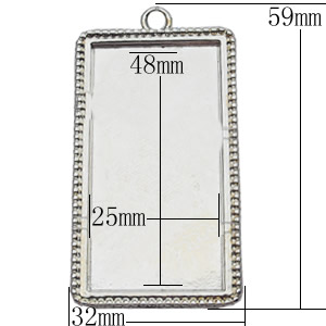 Zinc Alloy Pendant Settings, Outside diameter:32x59mm, Interior diameter:25x48mm, Sold by Bag  