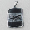 Stainless Steel Pendant, Rectangle 25x40mm, Sold by PC
