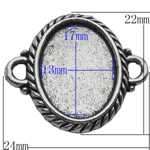 Zinc Alloy Connector Settings, Outside diameter:24x22mm, Interior diameter:13x17mm, Sold by Bag  