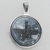 Stainless Steel Pendant, Flat Round 35x40mm, Sold by PC