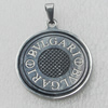 Stainless Steel Pendant, Flat Round 35x40mm, Sold by PC