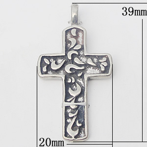 Copper Pendant Jewelry Findings, Cross 20x39mm, Sold by Bag