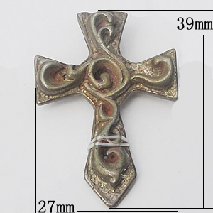Copper Pendant Jewelry Findings, Cross 27x39mm, Sold by Bag