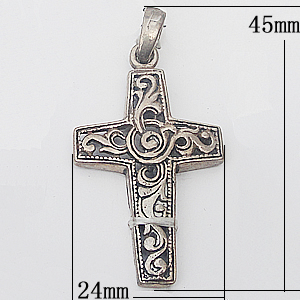 Copper Pendant Jewelry Findings, Cross 24x45mm, Sold by Bag