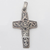 Copper Pendant Jewelry Findings, Cross 24x45mm, Sold by Bag