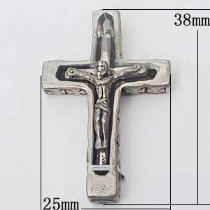 Copper Pendant Jewelry Findings, Cross 25x38mm, Sold by Bag