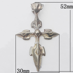 Copper Pendant Jewelry Findings, Cross 30x52mm, Sold by Bag
