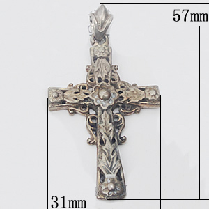 Copper Pendant Jewelry Findings, Cross 31x57mm, Sold by Bag