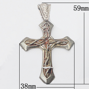 Copper Pendant Jewelry Findings, Cross 38x59mm, Sold by Bag