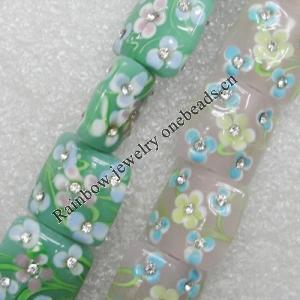 Lampwork Beads, Square 16mm Hole:About 2mm, Sold by PC 