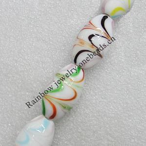 Lampwork Beads, Oval 16x27mm Hole:About 1.5mm, Sold by PC 