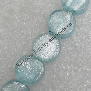 Lampwork Beads, Flat Round 14mm Hole:About 2mm, Sold by PC 