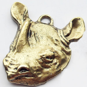 Pendant, Zinc Alloy Jewelry Findings, Animal Head, 36x45mm, Sold by Bag  