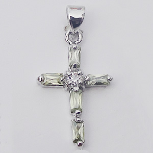 Copper Pendant with Crystal, Lead-free, Cross 13x25mm, Sold by PC