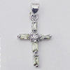 Copper Pendant with Crystal, Lead-free, Cross 13x25mm, Sold by PC