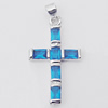 Copper Pendant with Crystal, Lead-free, Cross 17x33mm, Sold by PC
