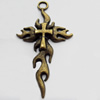 Pendant, Zinc Alloy Jewelry Findings, Cross, 35x62mm, Sold by Bag  