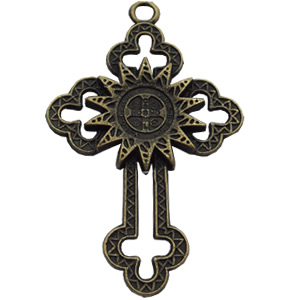 Pendant, Zinc Alloy Jewelry Findings, Cross, 33x52mm, Sold by Bag  