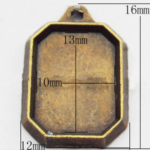 Zinc Alloy Pendant Settings, Outside diameter:12x16mm, Interior diameter:10x13mm, Sold by Bag  